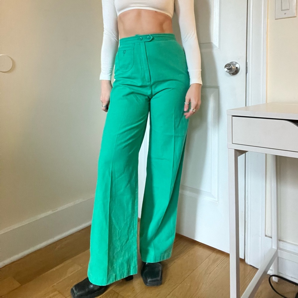 Vintage Green 70s Wide Leg Pants